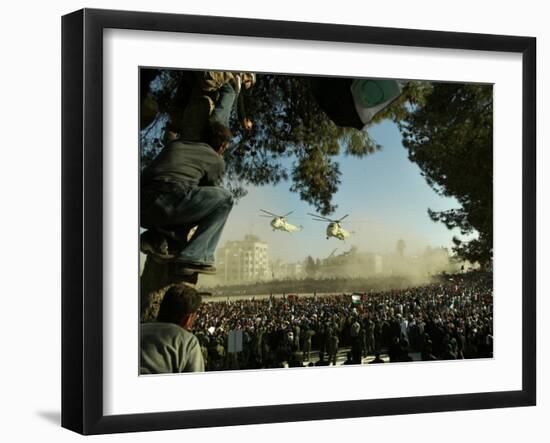 Egyptian Helicopters Carrying Remains of Palestinian Leader Yasser Arafat and Palestinian Leaders-null-Framed Photographic Print