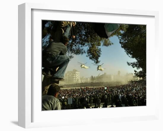 Egyptian Helicopters Carrying Remains of Palestinian Leader Yasser Arafat and Palestinian Leaders-null-Framed Photographic Print