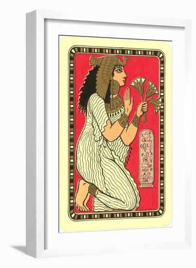 Egyptian Lady with Lotus Blossoms-null-Framed Art Print
