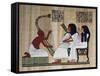 Egyptian Papyrus Depicting Husband and Wife at Blind Harpist Performance-null-Framed Stretched Canvas