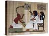 Egyptian Papyrus Depicting Husband and Wife at Blind Harpist Performance-null-Stretched Canvas