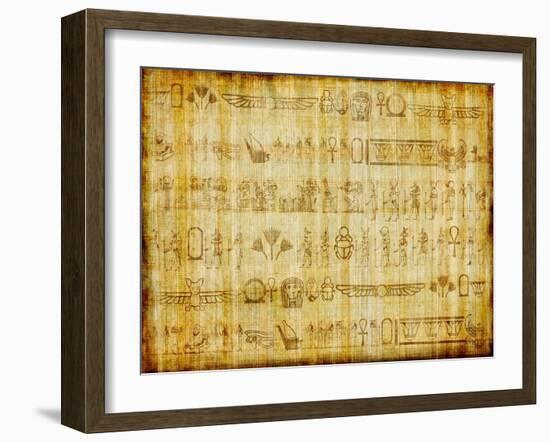 Egyptian Parchment With Hieroglyphics-Maugli-l-Framed Art Print