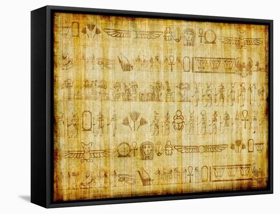 Egyptian Parchment With Hieroglyphics-Maugli-l-Framed Stretched Canvas