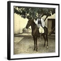 Egyptian Racer on Horseback in Cairo (Egypt)-Leon, Levy et Fils-Framed Photographic Print