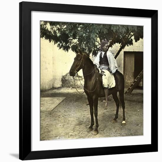 Egyptian Racer on Horseback in Cairo (Egypt)-Leon, Levy et Fils-Framed Photographic Print