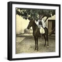 Egyptian Racer on Horseback in Cairo (Egypt)-Leon, Levy et Fils-Framed Photographic Print