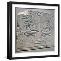 Egyptian Relief Depicting Akhenaten and Nefertiti with their Children-null-Framed Photographic Print