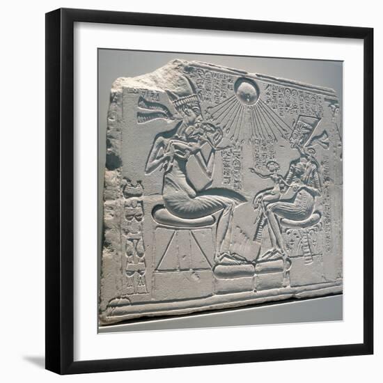 Egyptian Relief Depicting Akhenaten and Nefertiti with their Children-null-Framed Photographic Print