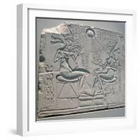 Egyptian Relief Depicting Akhenaten and Nefertiti with their Children-null-Framed Photographic Print