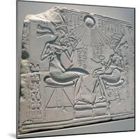 Egyptian Relief Depicting Akhenaten and Nefertiti with their Children-null-Mounted Photographic Print