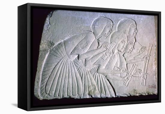 Egyptian relief of scribes. Artist: Unknown-Unknown-Framed Stretched Canvas