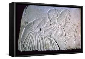 Egyptian relief of scribes. Artist: Unknown-Unknown-Framed Stretched Canvas