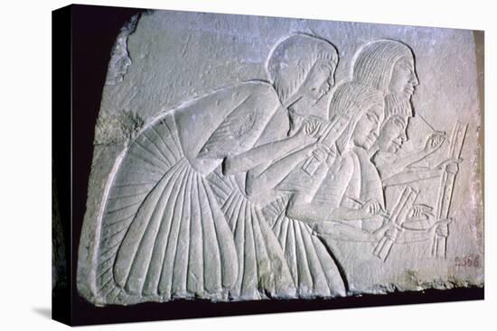 Egyptian relief of scribes. Artist: Unknown-Unknown-Stretched Canvas