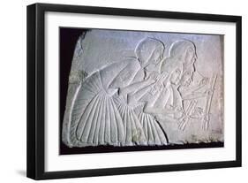 Egyptian relief of scribes. Artist: Unknown-Unknown-Framed Premium Giclee Print