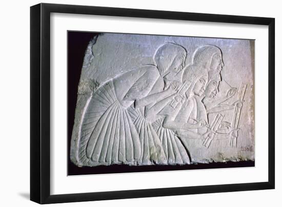 Egyptian relief of scribes. Artist: Unknown-Unknown-Framed Giclee Print