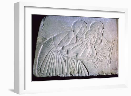 Egyptian relief of scribes. Artist: Unknown-Unknown-Framed Giclee Print