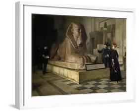 Egyptian Room of Louvre and Great Sphinx, by Guillaume Larue (1851-1935)-null-Framed Giclee Print