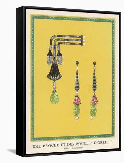 Egyptian-Style Jewellery by Cartier, a Brooch and Earrings-null-Framed Stretched Canvas