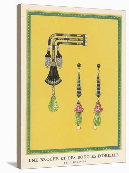 Egyptian-Style Jewellery by Cartier, a Brooch and Earrings-null-Stretched Canvas