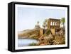 Egyptian Temple by the River Nile, Egypt, C1870-W Dickens-Framed Stretched Canvas