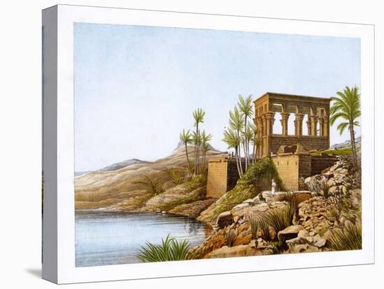 Egyptian Temple by the River Nile, Egypt, C1870-W Dickens-Stretched Canvas