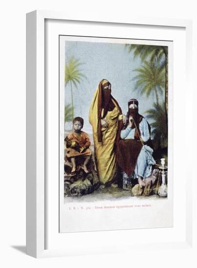 Egyptian Women and Child, Vintage French Postcard, C1900-null-Framed Giclee Print