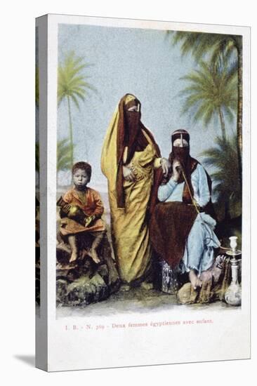 Egyptian Women and Child, Vintage French Postcard, C1900-null-Stretched Canvas