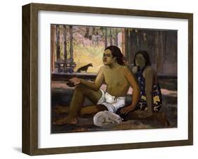Eiaha Ohipa (Not Working. Tahitians in a Roo), 1896-Paul Gauguin-Framed Giclee Print
