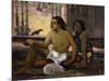 Eiaha Ohipa (Not Working. Tahitians in a Roo), 1896-Paul Gauguin-Mounted Giclee Print