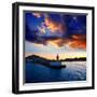 Eibissa Ibiza Town Sunset from Red Lighthouse Beacon in Port-Natureworld-Framed Photographic Print