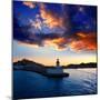 Eibissa Ibiza Town Sunset from Red Lighthouse Beacon in Port-Natureworld-Mounted Photographic Print