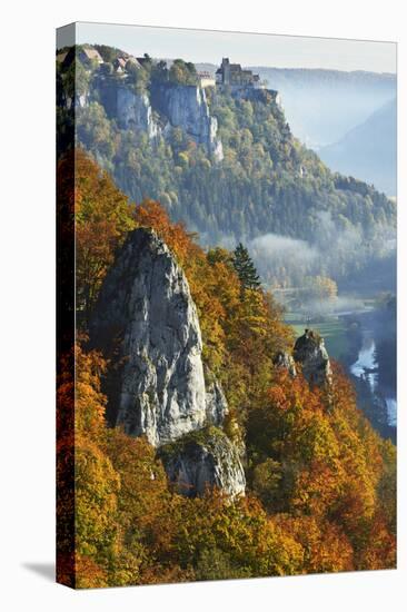 Eichfelsen Near Irndorf of Donautal, Schaufelsen and Werenwag Castle, Swabian Alb, Germany-Jochen Schlenker-Stretched Canvas