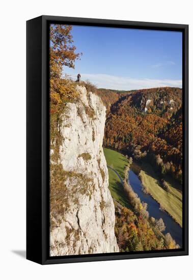 Eichfelsen Rock and Danube Valley in Autumn-Markus-Framed Stretched Canvas