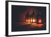 Eid Colorful Lamps or Lanterns for Ramadan and Other Islamic Muslim Holidays, with Copy Space for T-null-Framed Photographic Print