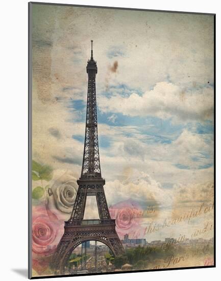 Eiffel in Rose Sky-null-Mounted Art Print