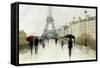 Eiffel in the Rain Marsala Umbrella-Avery Tillmon-Framed Stretched Canvas