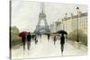 Eiffel in the Rain Marsala Umbrella-Avery Tillmon-Stretched Canvas