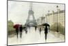 Eiffel in the Rain Marsala Umbrella-Avery Tillmon-Mounted Art Print