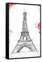 Eiffel Red Pop Sketch-OnRei-Framed Stretched Canvas