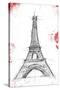 Eiffel Red Pop Sketch-OnRei-Stretched Canvas