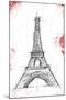 Eiffel Red Pop Sketch-OnRei-Mounted Art Print