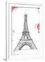 Eiffel Red Pop Sketch-OnRei-Framed Art Print