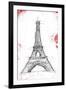 Eiffel Red Pop Sketch-OnRei-Framed Art Print