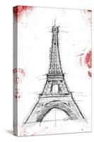 Eiffel Red Pop Sketch-OnRei-Stretched Canvas