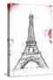 Eiffel Red Pop Sketch-OnRei-Stretched Canvas