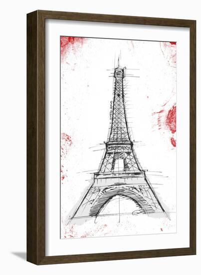 Eiffel Red Pop Sketch-OnRei-Framed Art Print