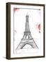 Eiffel Red Pop Sketch-OnRei-Framed Art Print