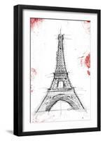 Eiffel Red Pop Sketch-OnRei-Framed Art Print