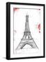 Eiffel Red Pop Sketch-OnRei-Framed Art Print