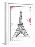 Eiffel Red Pop Sketch-OnRei-Framed Art Print